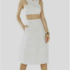 BCBG Maxazaria dress 2 pieces top skirt set mesh Ellyson off white, size small